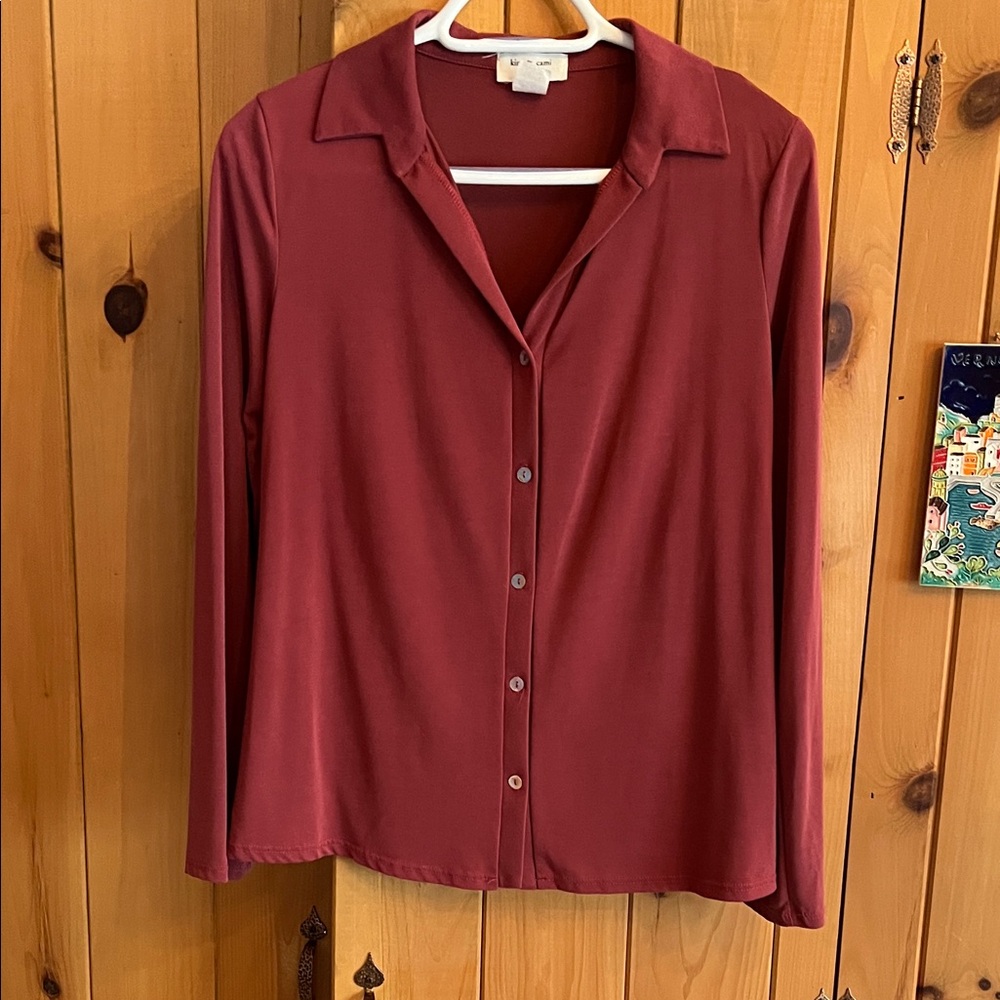 Kim & Cami Burgundy Button Down Shirt